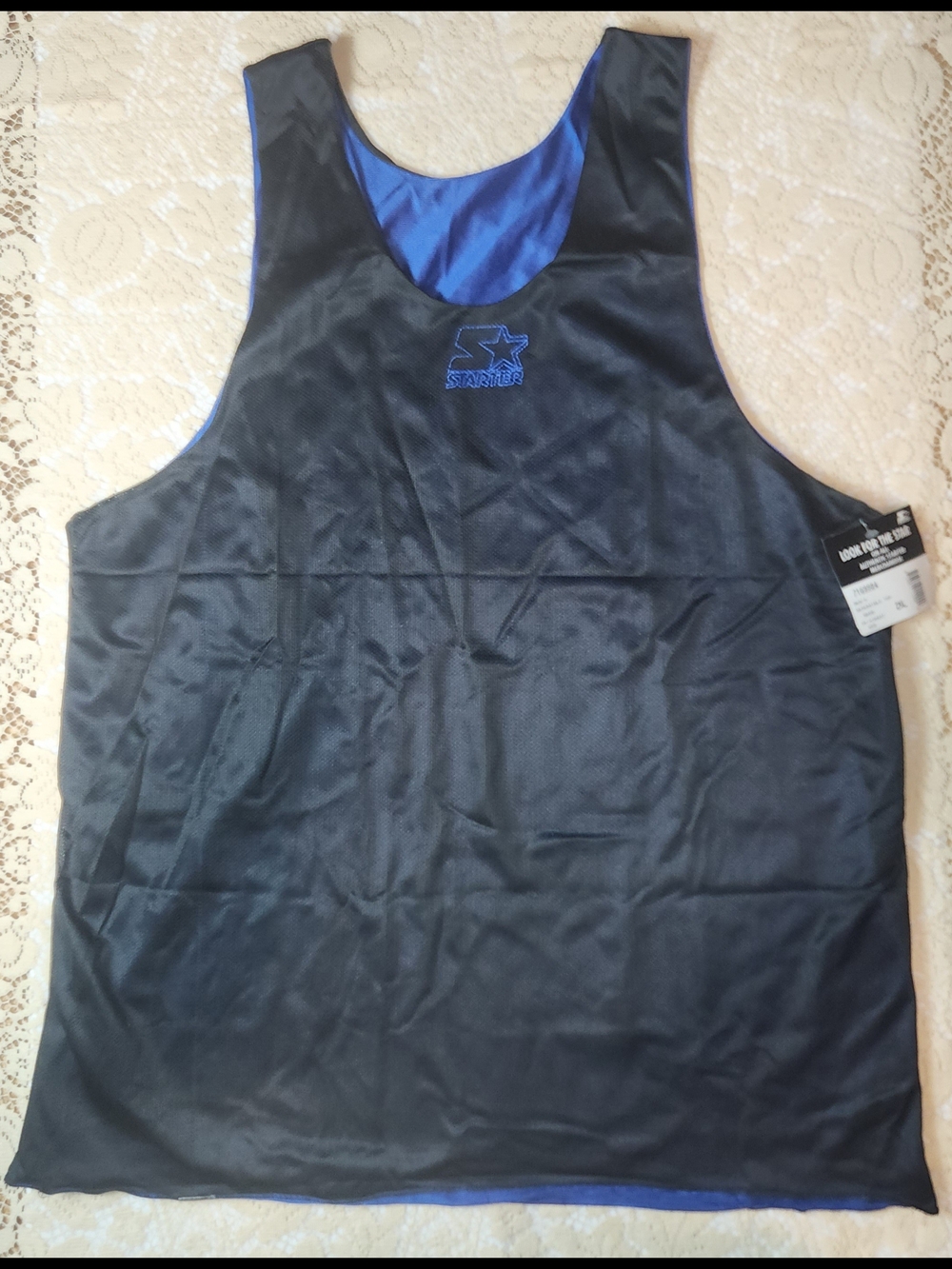 Vintage Starter Sleeveless Reversable Men's Black & Blue Shirt Size XXL